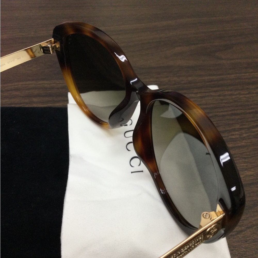 NIB GUCCI Tortoiseshell Cat Eye Sunglasses - Brown Gradient Lenses - Picture 8 of 10